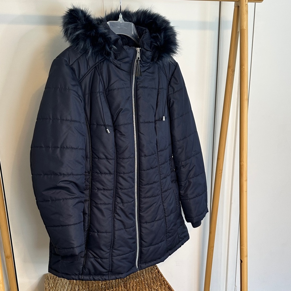 Dark Blue Coat ‎ with Faux Fur size 1x